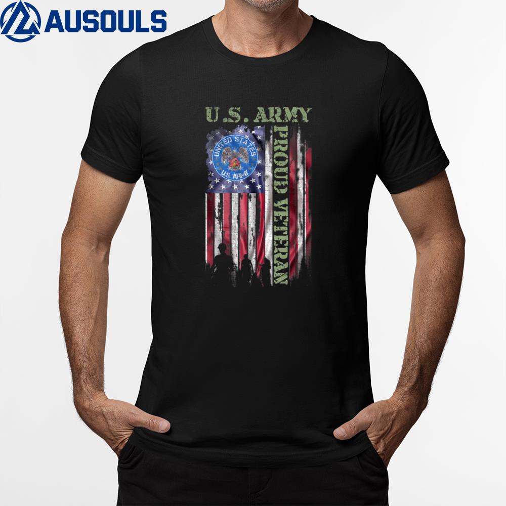 Vintage USA American Flag US Army Proud Veteran Military T-Shirt Hoodie Sweatshirt For Men Women