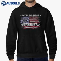 Vintage USA American Flag World's Best Firefighter Dad Funny Hoodie