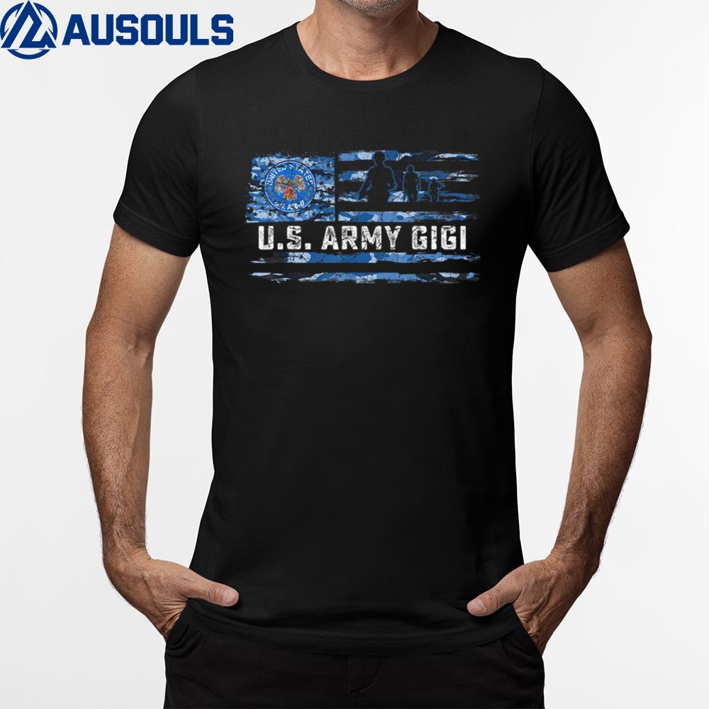 Vintage USA Camo Flag Proud US Army Veteran Gigi T-Shirt Hoodie Sweatshirt For Men Women