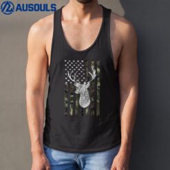Whitetail Buck Deer Hunting American Camouflage USA Flag Tank Top