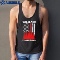 Wildland Firefighter Wildland Fireman American Flag Tank Top