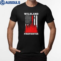 Wildland Firefighter Wildland Fireman American Flag T-Shirt