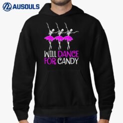 Will Dance for Candy Dancing Skeleton Halloween Squad Girls Hoodie