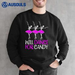 Will Dance for Candy Dancing Skeleton Halloween Squad Girls Sweatshirt