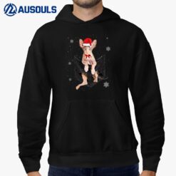 Winter Holiday Sphynx Cat Pocket With Christmas Santa Hat Hoodie