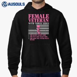 Womens Female Veteran with Three Sides Women Veteran Mother Grandma Hoodie