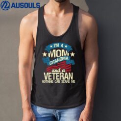 Womens I'm A Mom Grandma And A Veteran - Patriotic American Flag Tank Top