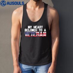 Womens My heart belongs to a Veteran awesome veteran day design Tank Top