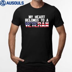 Womens My heart belongs to a Veteran awesome veteran day design T-Shirt