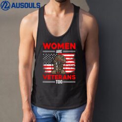 Womens Women Are Veterans Too Patriotic Female Veteran Mom Grandma Tank Top