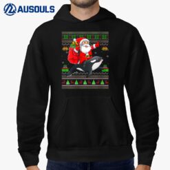 Xmas Funny Santa Claus Riding Orca Fish Christmas Hoodie