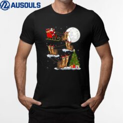 Xmas Lighting Tree Santa Riding Abyssinian Cat Christmas T-Shirt