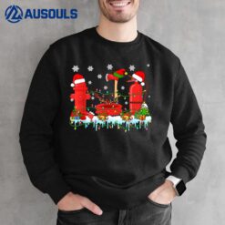 Xmas Lights Three Reindeer Santa Elf Firefighter Tools Lover Sweatshirt