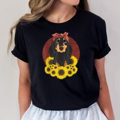 Yellow Flower Sunflower Dog Gift Dachshunds T-Shirt