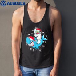 Yeti To Party Shark Santa Hat Christmas Pajama Tank Top