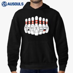 Cartoon Bowling Funny Scared Bowling Pins Hoodie