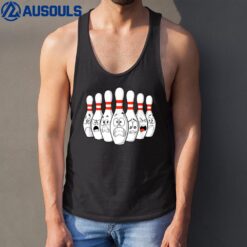 Cartoon Bowling Funny Scared Bowling Pins Tank Top