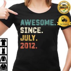 10 Years Old Gifts Awesome Since July 2012 10Th Birthday T-Shirt