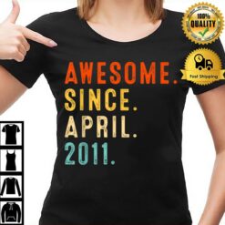 12 Years Old Awesome Since April 2011 12Th Birthday T-Shirt