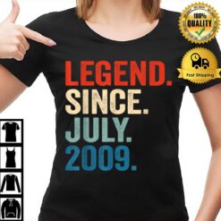 13 Years Old Gifts Legend Since July 2009 13Th Birthday Boy T-Shirt