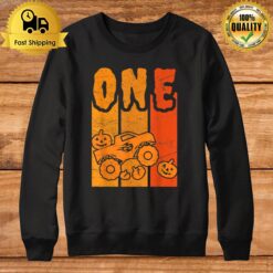 1St Birthday Retro Pumpkin Monster Truck Halloween 1Years Sweatshirt