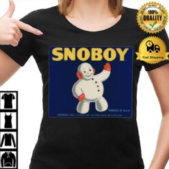 Food Crate Label Snoboy Snowman Fruit Vegetable Produce T-Shirt
