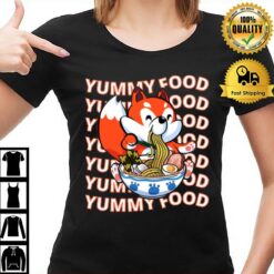 Food Lover Back To School Cute Fox Love Ramen Noodle T-Shirt
