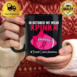 Football Breast Cancer In October We Wear Pink Mug