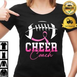 Football Cheer Coach Pink Ribbon Breast Cancer Awareness T-Shirt