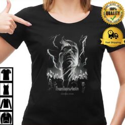 Frankenstein Black & White Lightning Scary Movie T-Shirt