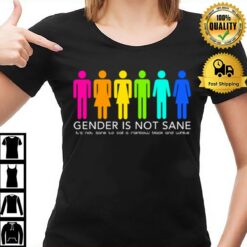 Gender Is Not Sane It'S Not Sane To Call A Raibow Black And White T-Shirt