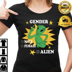 Gender Male Female Alien Finger Sign Peace T-Shirt