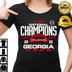 Georgia Bulldogs Blue 84 Women'S Four Time College Football National Champions Overdye T-Shirt