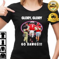 Georgia Bulldogs Kirby Smart And Hairy Dawg And Bennett Glory Glory Go Dawgs Signatures T-Shirt