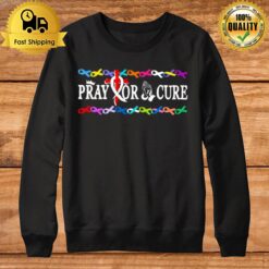 Pray For A Cure Ribbon Breast Cancer Sweatshirt