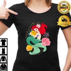 Princess Ariel Holding Flounder Illustration T-Shirt