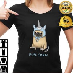 Pugicorn Fawn Unicorn Illustration T-Shirt