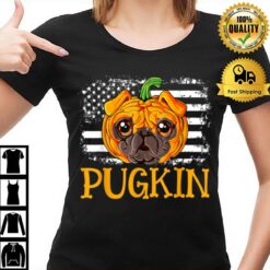 Pugkin Pug Pumpkin Halloween Kids Boys Thanksgiving T-Shirt