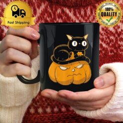 Pumpkin And Black Cat Halloween Kitty Costume Mug