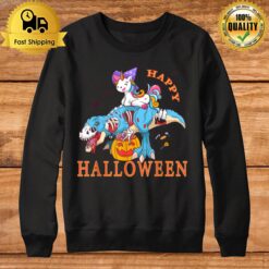Pumpkin Candy Unicorn Riding Zombie T Rex Dinosaur Halloween Sweatshirt