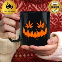 Pumpkin Face Smoking Weed Cannabis Marijuana Mug