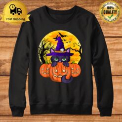 Pumpkin Jack O Lantern Cat Witch Hat Funny Halloween Costume Sweatshirt