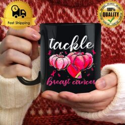 Pumpkin Tackle Breast Cancer Football Lover Pink Ribbbon Mug