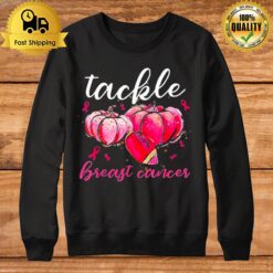 Pumpkin Tackle Breast Cancer Football Lover Pink Ribbbon Sweatshirt