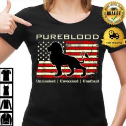 Pureblood Movement #Pureblood Medical Freedom Lion Usa Flag T-Shirt