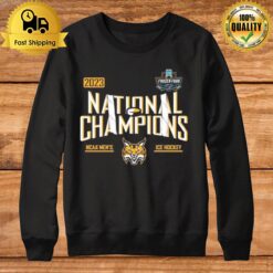 Quinnipiac Bobcats 2023 Ncaa Men'S Ice Hockey National Champions Lace Up Sweatshirt