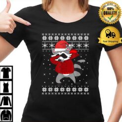 Raccoon Dabbing Dance Ugly Christmas Pajamas T-Shirt