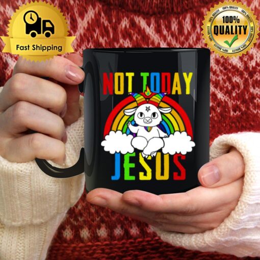 Rainbow Goat Not Today Jesus Mug