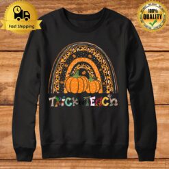 Rainbow Leopard Trick Or Teach Pumpkin Teacher Halloween Sweatshirt