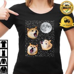 Three Doge Meme Night Howling At The Moon Christmas T-Shirt